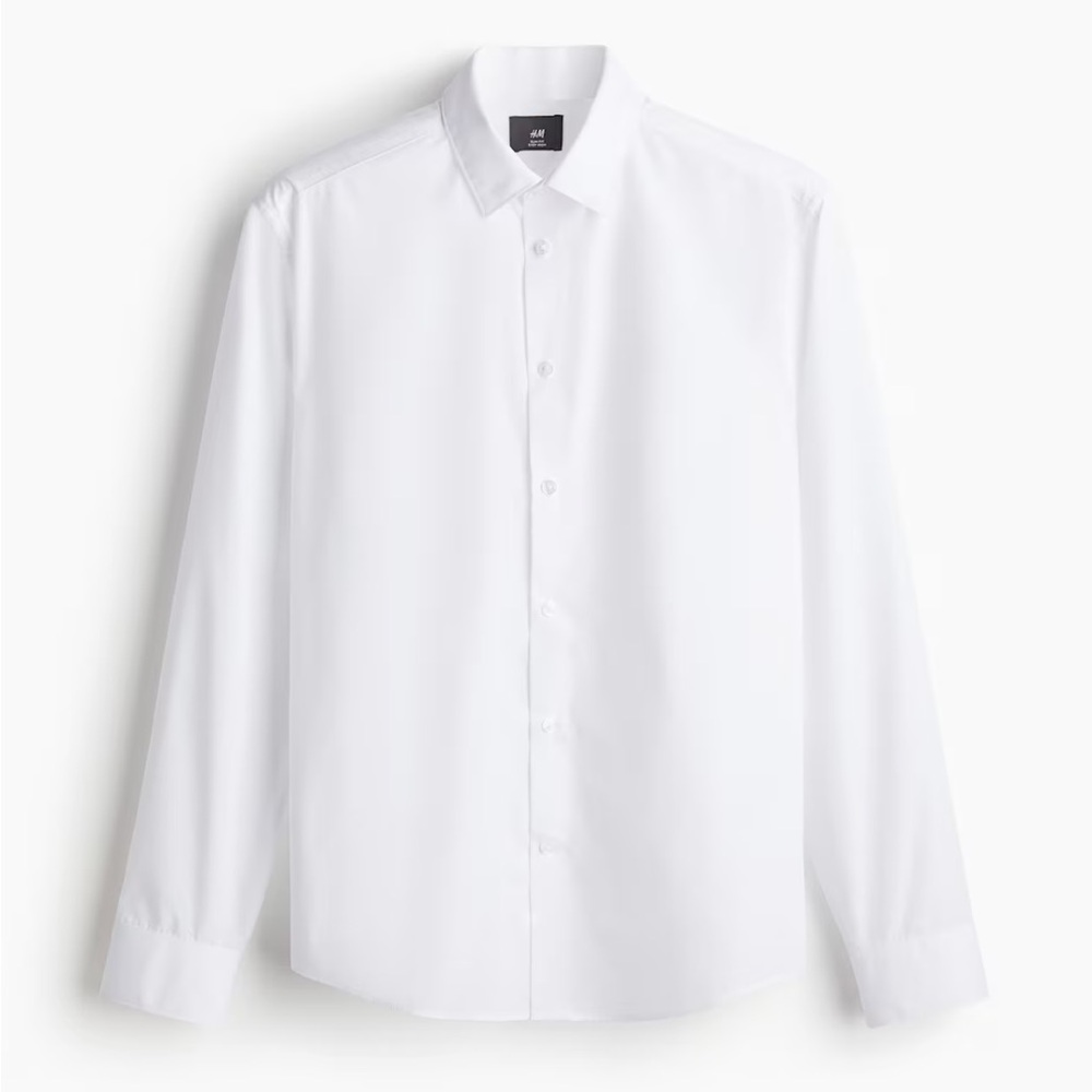 H&M Slim Fit Easy Iron White Button Up Shirt